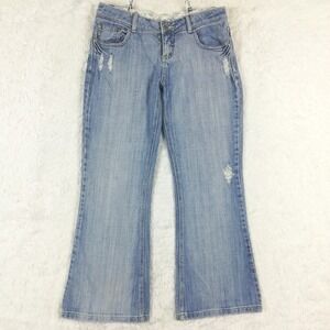 Vanity Womens Jeans‎ Elliot Flare Blue Denim Light Wash Ripped Low Rise 30